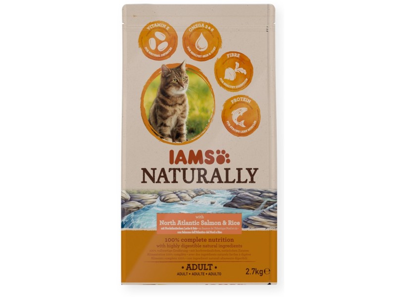 IAMS Naturally Adult North Atlantic salmon & rice - dry cat food - 2,7kg DLKEUKKAM0001 – EUKANUBA Храна за котки