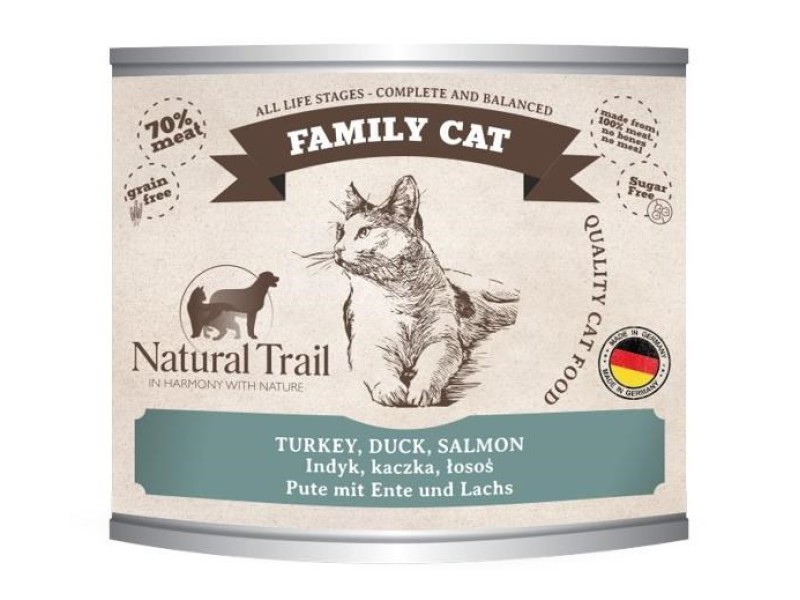 NATURAL TRAIL Family Cat Turkey, duck, salmon - wet cat food - 200g DLKNTUKAM0002 –  Храна за котки