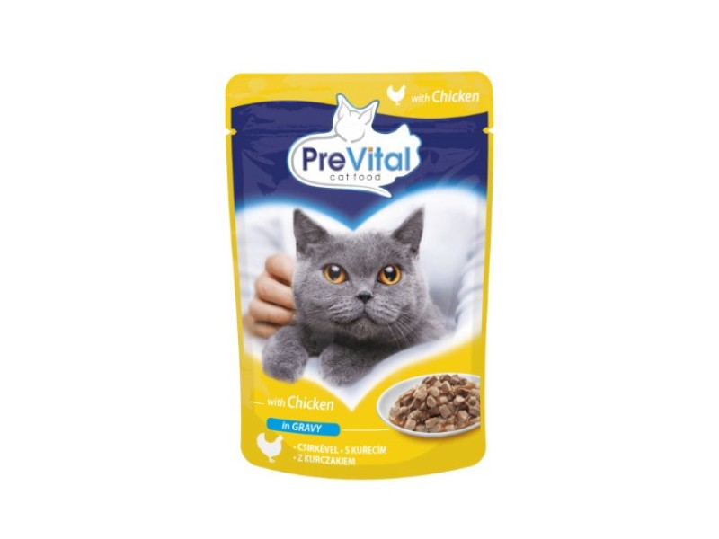 PREVITAL Cat Food Mix of Flavors Chicken, Veal, Salmon in Gravy - Wet Cat Food - 12 x 100g DLKPVTKAM0003 –  Храна за котки