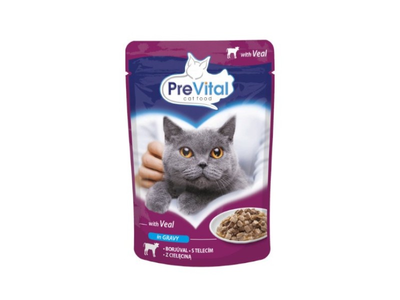 PREVITAL Cat Food Mix of Flavors Chicken, Veal, Salmon in Gravy - Wet Cat Food - 12 x 100g DLKPVTKAM0003 –  Храна за котки