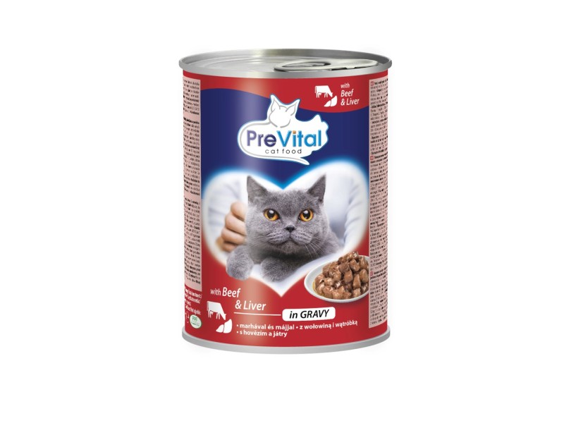 PREVITAL Cat Food with beef and liver in sauce - wet cat food - 415 g DLKPVTKAM0010 –  Храна за котки
