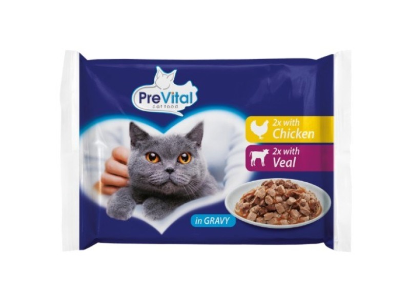 PREVITAL Chicken and veal in gravy - wet cat food - 4 x 100g DLKPVTKAM0019 –  Храна за котки
