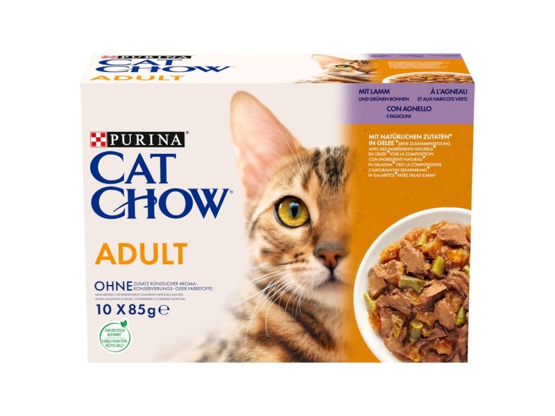 PURINA Cat Chow Lamb, Green Beans - wet cat food - 10x85 g DLZPUIKMK0045 – PURINA NESTLE Храна за котки