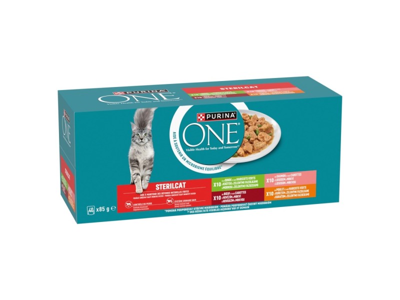 PURINA One Sterilcat Beef, salmon, chicken, turkey - wet cat food - 40x85g DLKPUIKAM0039 – PURINA NESTLE Храна за котки