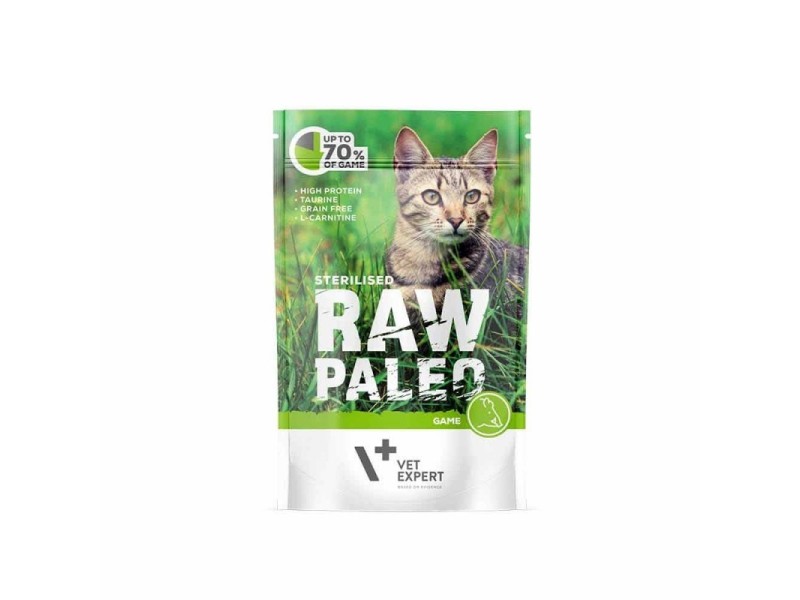 RAW PALEO Adult Cat Sterilised Game - wet cat food - 100 g DLKVEEKAM0008 – VetExpert Храна за котки
