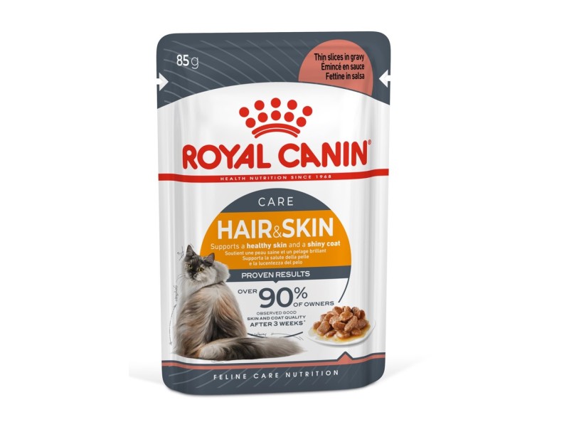 ROYAL CANIN Hair & Skin Care slices in gravy - wet cat food - 85g ROYAL CANIN Hair & Skin Care slices in gravy - wet cat food - 85g DLSROYZWI0020 – Royal Canin Храна за котки