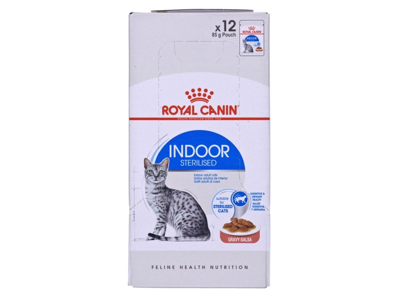 ROYAL CANIN Indoor Sterilized - Wet food for adult cats - Chunks in sauce 12x85 g DLZROYKMK0074 – Royal Canin Храна за котки