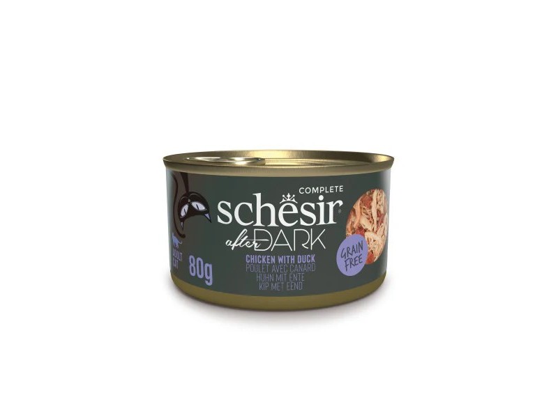 SCHESIR After Dark Chicken fillet with duck in broth - wet cat food - 80g DLKAPFKAM0067 – Agras Pet Foods Храна за котки