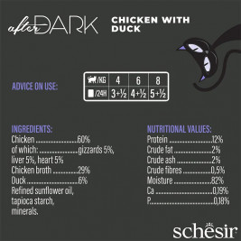 SCHESIR After Dark Chicken fillet with duck in broth - wet cat food - 80g
