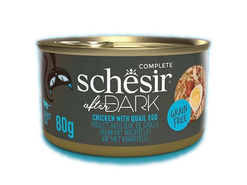 SCHESIR After Dark Chicken fillet with quail egg in broth - wet cat food - 80g DLKAPFKAM0066 – Agras Pet Foods Храна за котки