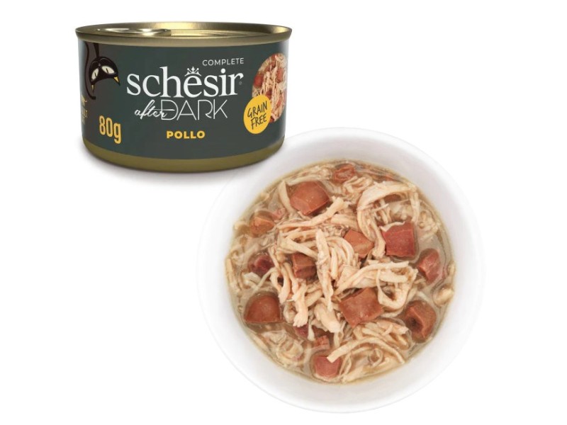 SCHESIR After dark Chicken in broth - wet cat food - 80g DLKAPFKAM0079 – Agras Pet Foods Храна за котки