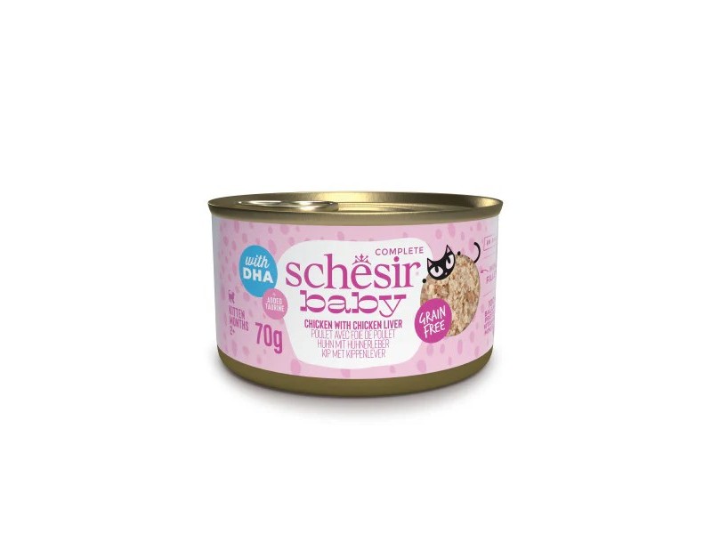 SCHESIR Baby Chicken with liver in broth - wet food for kittens - 70g DLKAPFKAM0065 – Agras Pet Foods Храна за котки