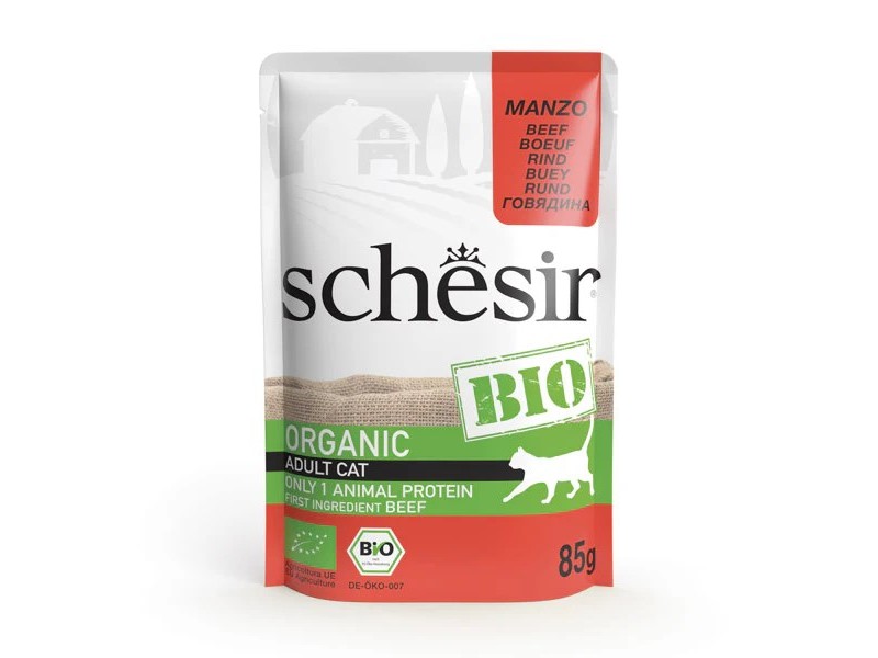 SCHESIR Bio Beef in pate - wet cat food - 85g DLKAPFKAM0070 – Agras Pet Foods Храна за котки