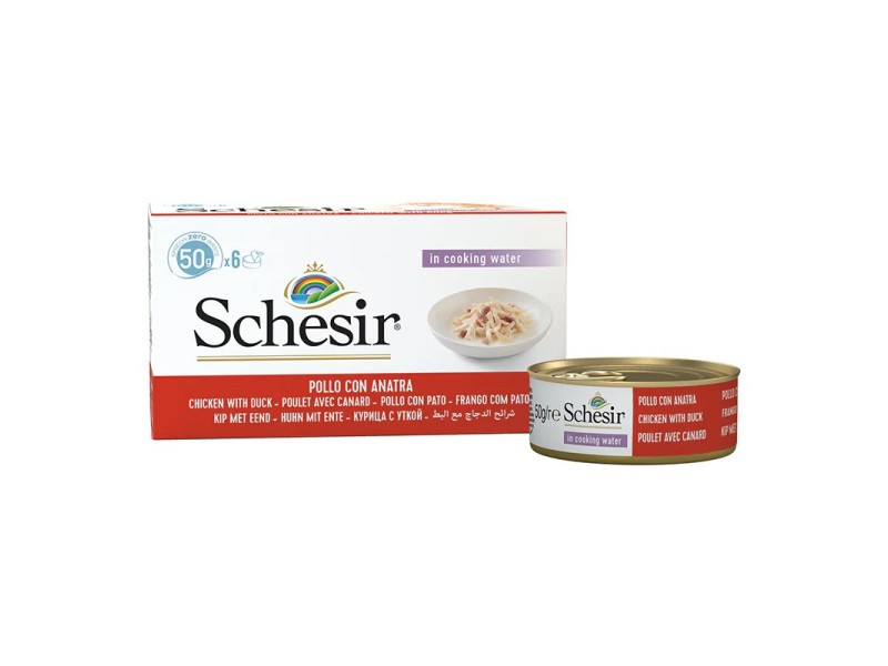 SCHESIR Chicken fillets with duck in broth - wet cat food - 6x50g SCHESIR Chicken fillets with duck in broth - wet cat food - 6x50g DLKAPFKAM0062 – Agras Pet Foods Храна за котки