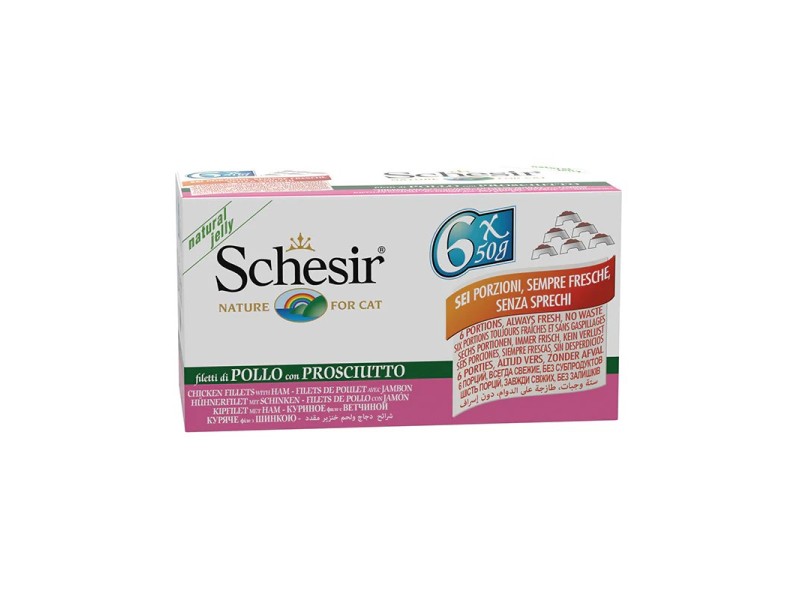 SCHESIR Chicken fillets with ham in jelly - wet cat food - 6x50g SCHESIR Chicken fillets with ham in jelly - wet cat food - 6x50g DLKAPFKAM0059 – Agras Pet Foods Храна за котки