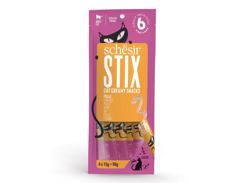 SCHESIR Stix Cream of chicken - treat for cats - 6x15g DLKAPFKAM0076 – Agras Pet Foods Храна за котки