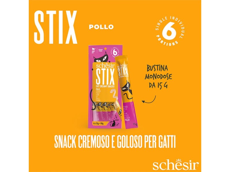 SCHESIR Stix Cream of chicken - treat for cats - 6x15g DLKAPFKAM0076 – Agras Pet Foods Храна за котки