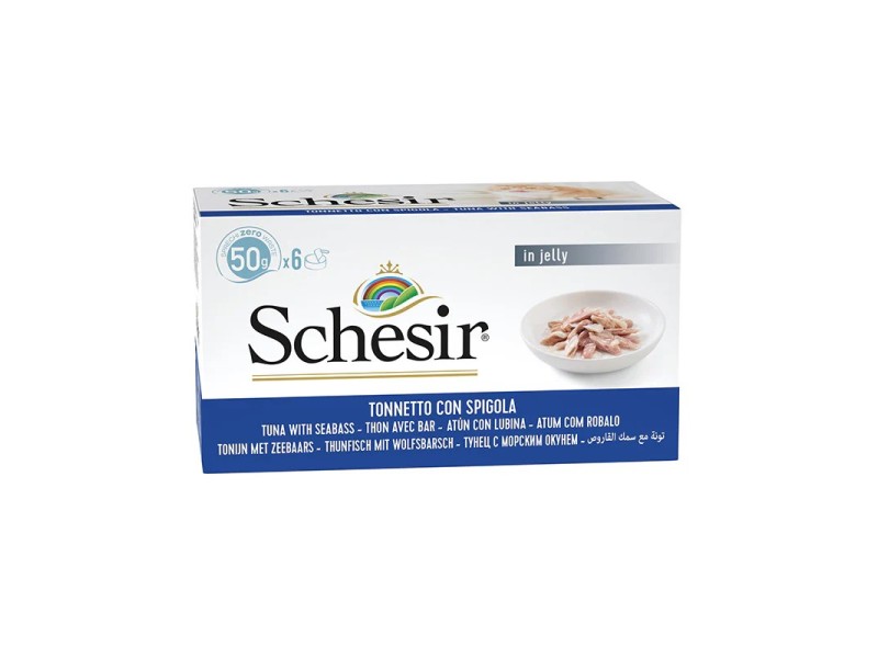 SCHESIR Tuna with sea bass in jelly - wet cat food - 6x50g DLKAPFKAM0061 – Agras Pet Foods Храна за котки