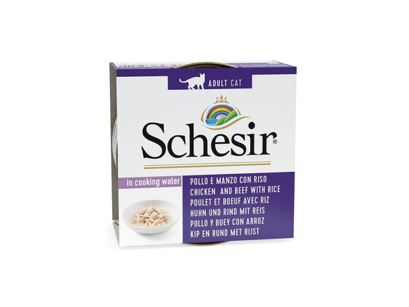 SCHESIR in cooking water Chicken and beef with rice - wet cat food - 85 g DLKAPFKAM0019 – Agras Pet Foods Храна за котки