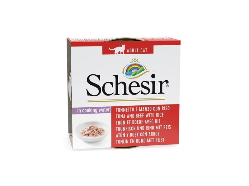 SCHESIR in cooking water Tuna with beef and rice - wet cat food - 85 g DLKAPFKAM0016 – Agras Pet Foods Храна за котки