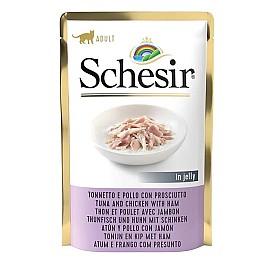 SCHESIR in jelly Tuna and chicken with ham - wet cat food - 85 g