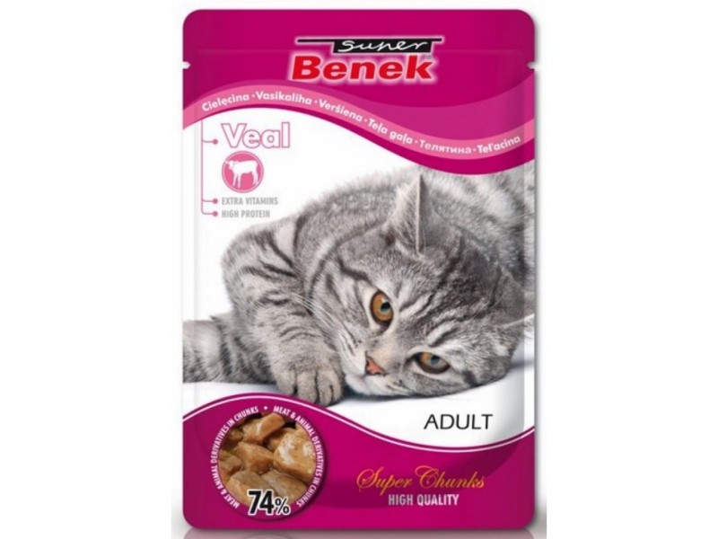 SUPER BENEK Adult Veal - wet cat food - 100 g DLZSBEKMK0002 – Super Benek Храна за котки