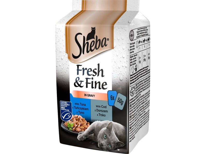 Sheba Fresh & Fine Mini Fish Dishes in Sauce 6 x 50g DLZSHBKMK0001 – Sheba Храна за котки