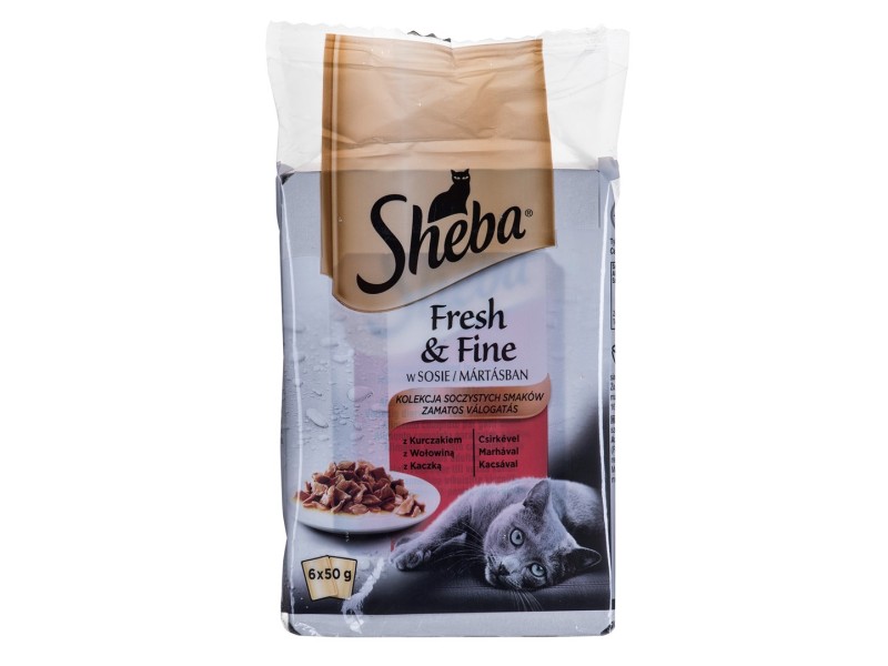 Sheba Fresh & Fine Mini Meat Dishes in Sauce 6 x 50g DLZSHBKAR0033 – Sheba Храна за котки