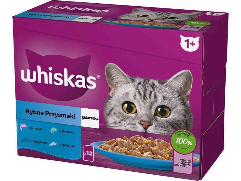 WHISKAS jelly sachets, flavours: White Fish, Cod, Salmon, Tuna - wet cat food - 12x85g DLKWHSKAM0012 – whiskas Храна за котки