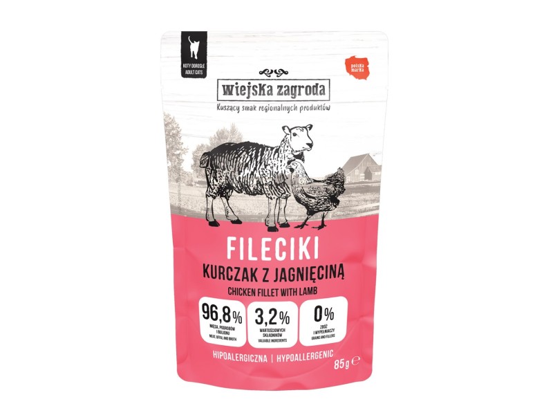 WIEJSKA ZAGRODA Chicken Fillets with Lamb – wet food for cats – 85g DLKWZAKAM0010 – wiejska zagroda Храна за котки