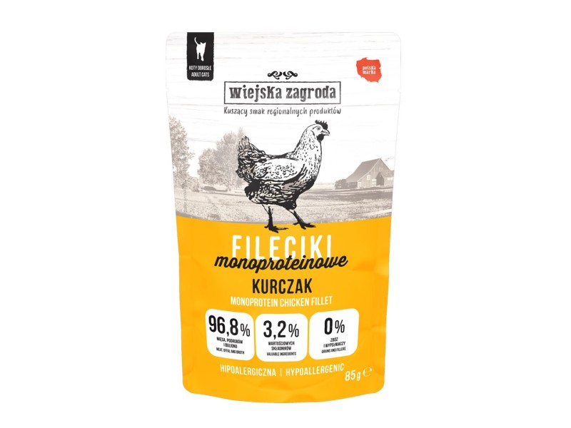 WIEJSKA ZAGRODA Chicken Monoprotein Fillets – wet food for cats – 85g DLKWZAKAM0009 – wiejska zagroda Храна за котки