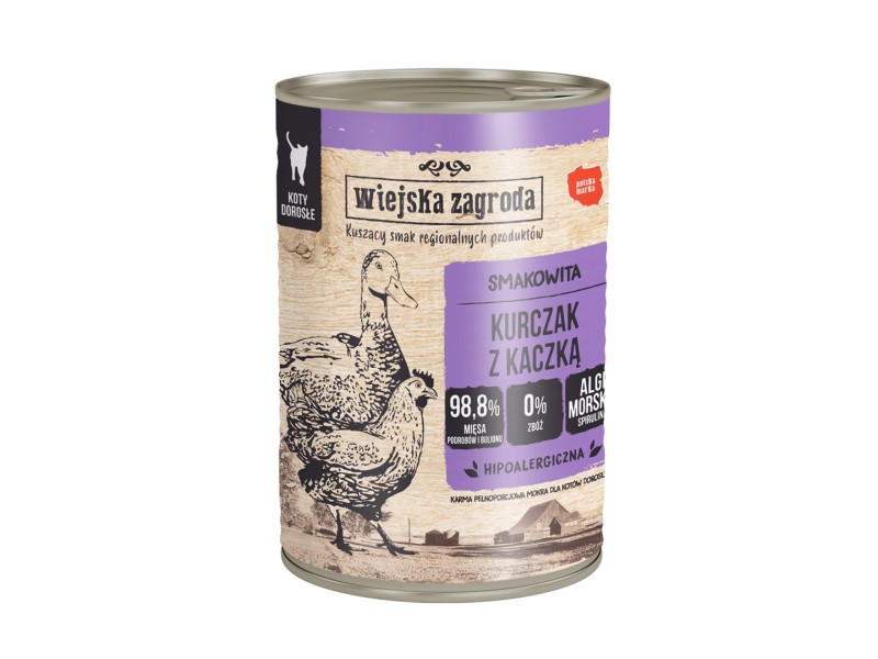 WIEJSKA ZAGRODA Chicken with duck - wet cat food - 400g DLKWZAKAM0001 – wiejska zagroda Храна за котки