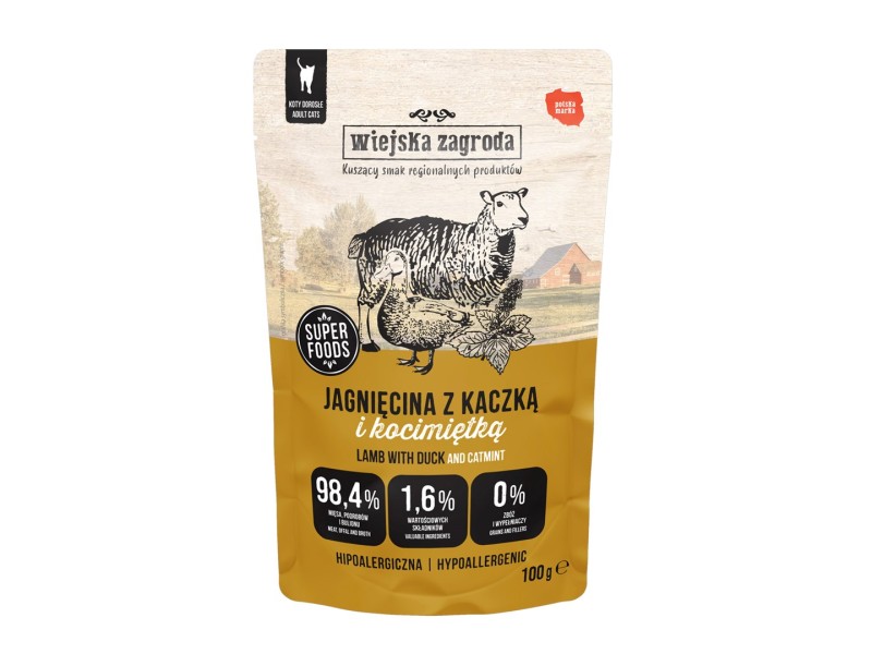 WIEJSKA ZAGRODA Lamb with duck and catnip – wet food for cats – 100g WIEJSKA ZAGRODA Lamb with duck and catnip – wet food for cats – 100g DLKWZAKAM0012 – wiejska zagroda Храна за котки