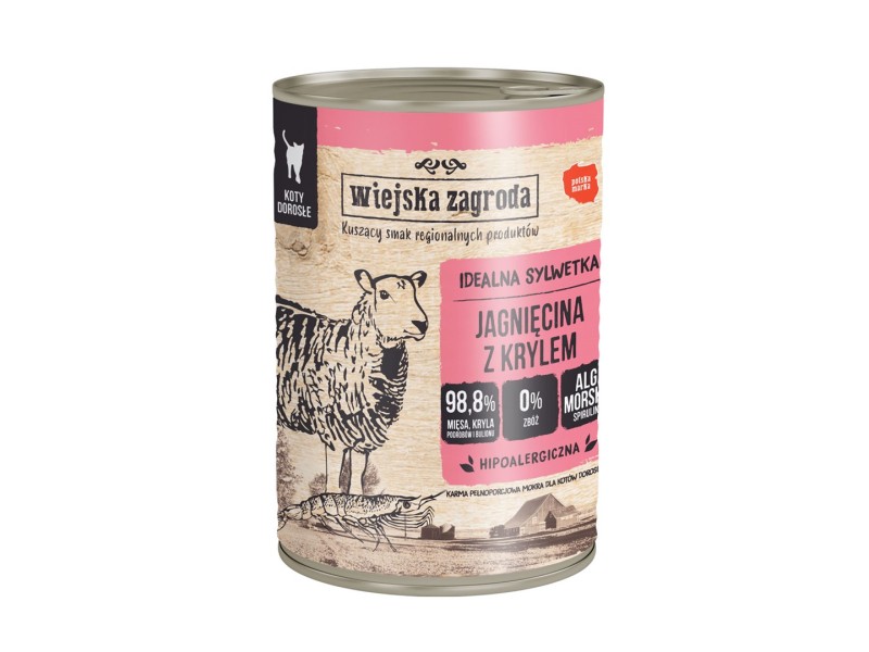 WIEJSKA ZAGRODA Lamb with krill - wet cat food - 400g DLKWZAKAM0002 – wiejska zagroda Храна за котки