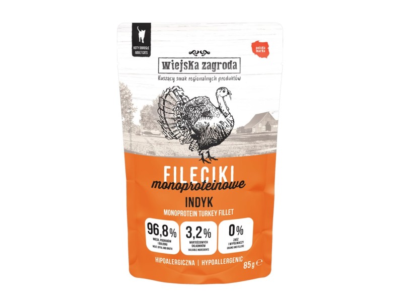 WIEJSKA ZAGRODA Monoprotein Turkey Fillets – Wet food for cats – 85 g DLKWZAKAM0008 – wiejska zagroda Храна за котки