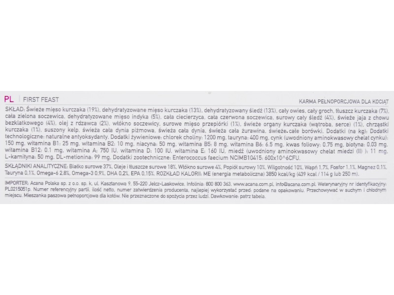ACANA First Feast - dry cat food - 1.8 kg DLZANAKSK0020 – Acana Храна за котки