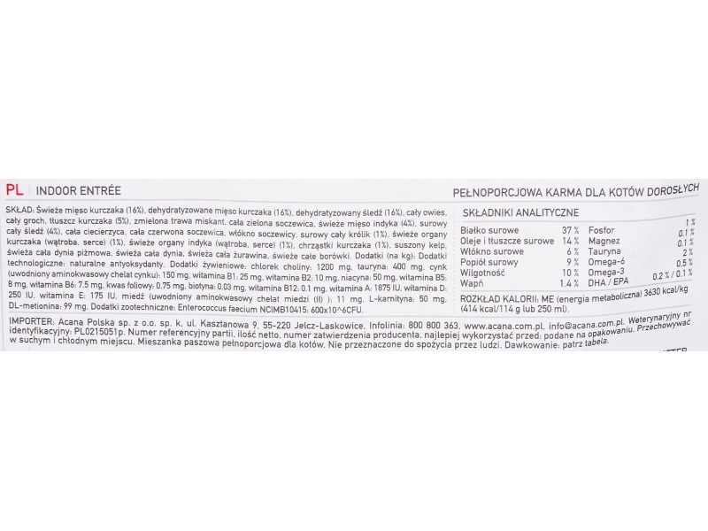 ACANA Indoor Entrée 4,5 kg DLZANAKSK0028 – Acana Храна за котки