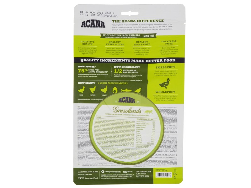 Acana Grasslands Cat 340g DLZANAKSK0022 – Acana Храна за котки