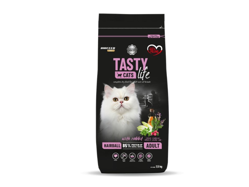 BIOFEED Tasty Cats Life Hairball Rabbit - dry cat food - 1,5kg DLKBFDKAS0011 – BIOFEED Храна за котки