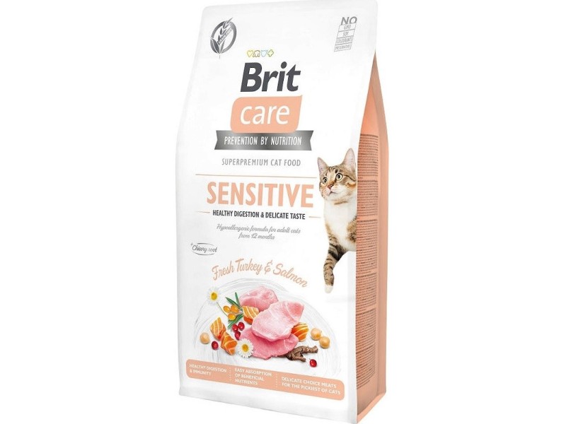 BRIT Care Grain-Free Sensitive Turkey&Salmon - dry cat food - 2 kg BRIT Care Grain-Free Sensitive Turkey&Salmon - dry cat food - 2 kg DLKRITKAS0028 – Brit Храна за котки