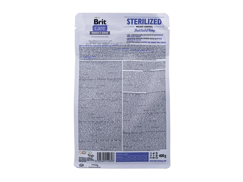 BRIT Care Grain-Free Sterilized Weight Control - dry cat food - 400 g BRIT Care Grain-Free Sterilized Weight Control - dry cat food - 400 g DLKRITKAS0021 – Brit Храна за котки