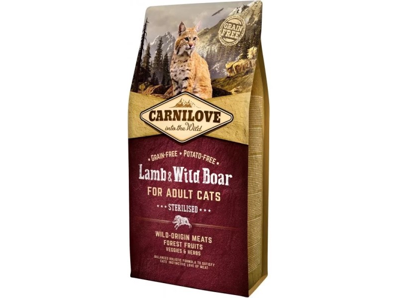 CARNILOVE Lamb & Wild Boar Sterilised - dry cat food - 6kg DLKCAVKAS0002 – CARNILOVE Храна за котки