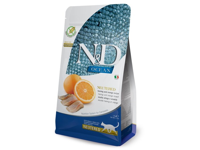 Dry cat food - FARMINA N&D CAT OCEAN HERRING&ORANGE NEUTERED 300g PND0030070 – Farmina Храна за котки