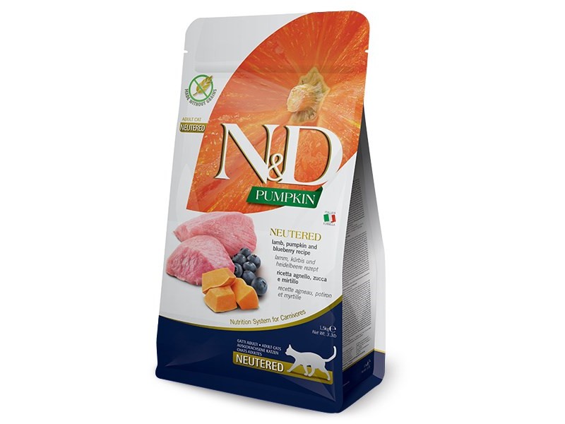 Dry cat food -  FARMINA N&D CAT PUMPKIN LAMB&BLUEBERRY ADULT 300g PND0030071 – Farmina Храна за котки