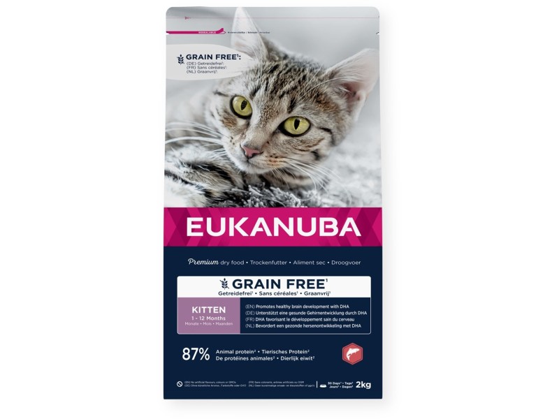 EUKANUBA Grain Free Kitten Salmon - dry cat food - 2kg DLKEUKKAS0016 – EUKANUBA Храна за котки