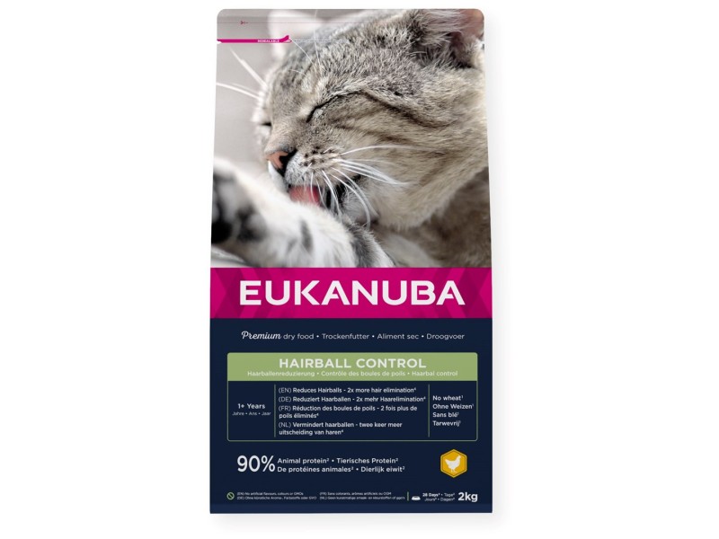 EUKANUBA Hairball Control Chicken - dry cat food - 2kg DLKEUKKAS0008 – EUKANUBA Храна за котки