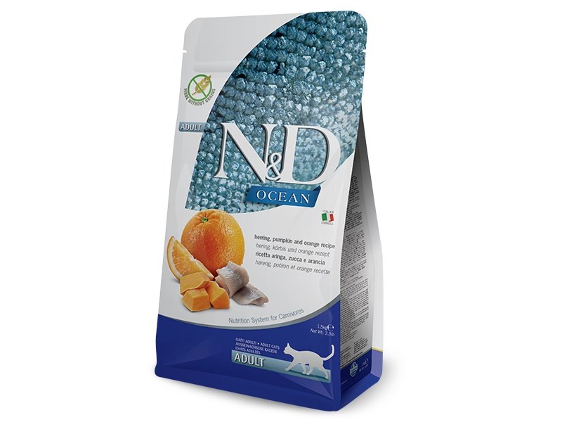 FARMINA N&D Ocean Herring Pumpkin&Orange Adult - dry cat food - 1,5 kg PND0150036 – Farmina Храна за котки