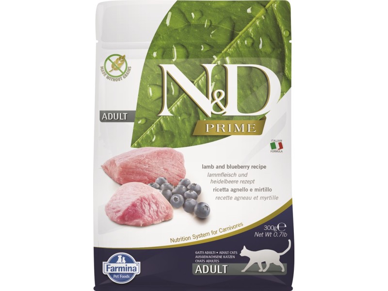 FARMINA N&D Prime Cat Lamb and Blueberry Adult  - dry cat food - 300 g PND0030037 – Farmina Храна за котки