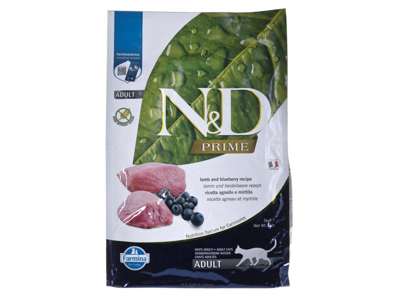 FARMINA N&D Prime Lamb and Blueberry Adult  - dry cat food - 5 kg PND050001 – Farmina Храна за котки