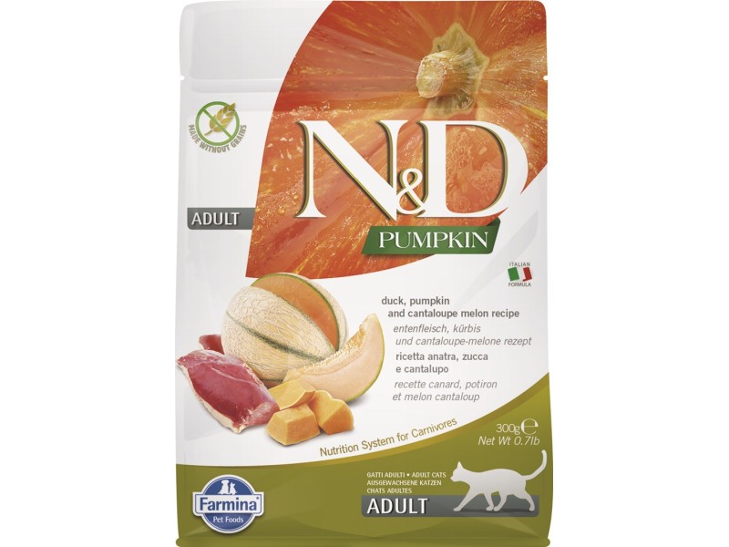 FARMINA N&D Pumpkin Cat Duck and Cantaloupe Melon Adult - dry cat food - 300 g PND0030013 – Farmina Храна за котки